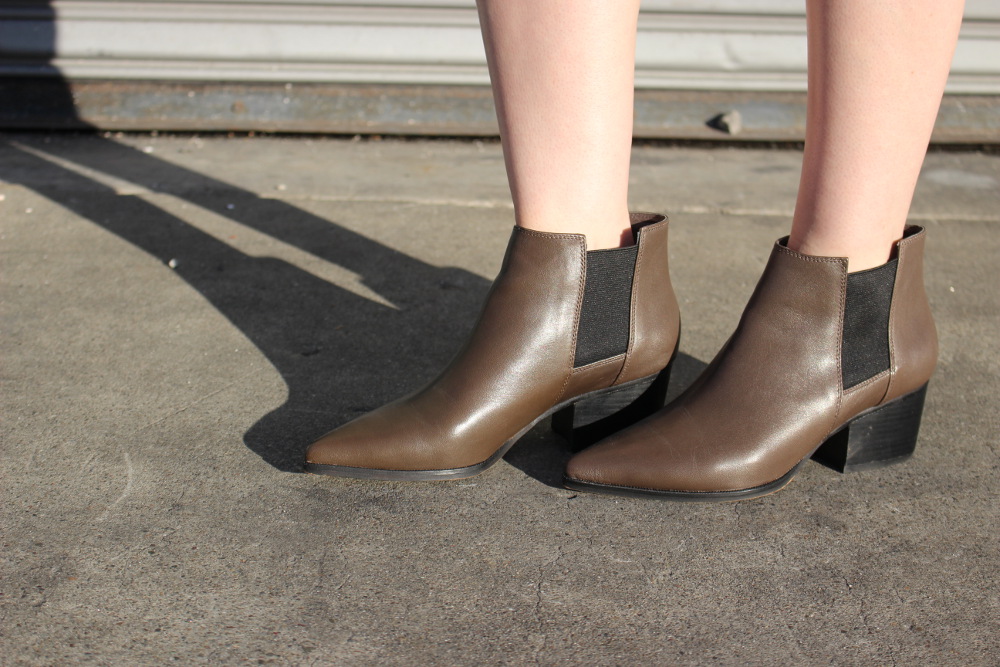 brown leather booties