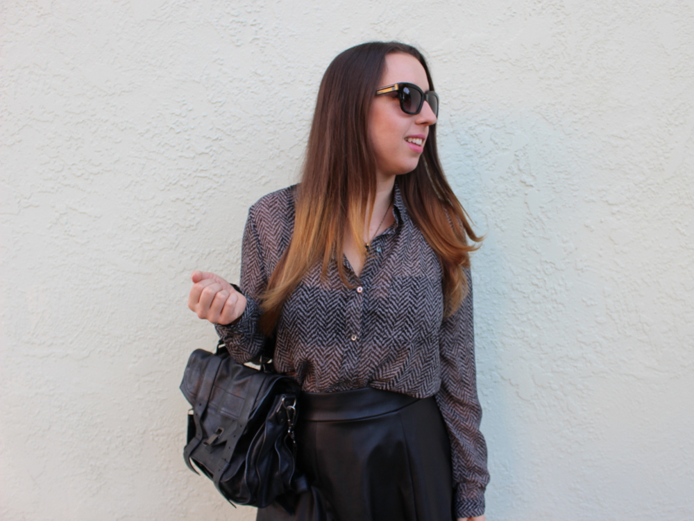 sheer chiffon herringbone blouse