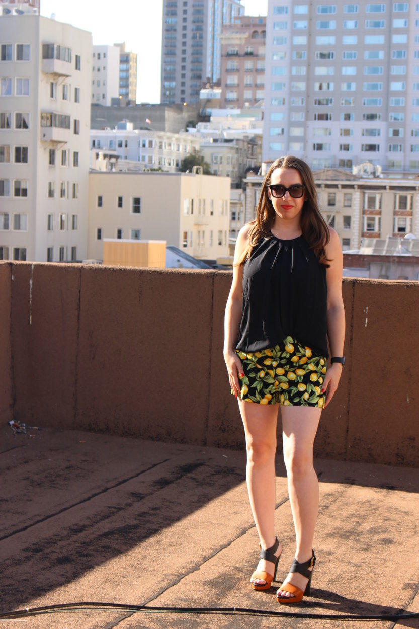 printed lemon shorts