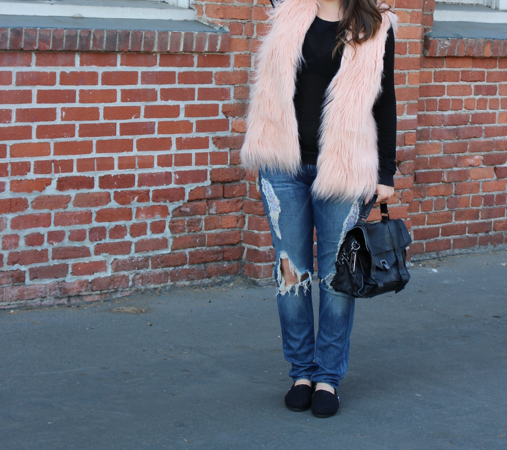 pink faux fur vest