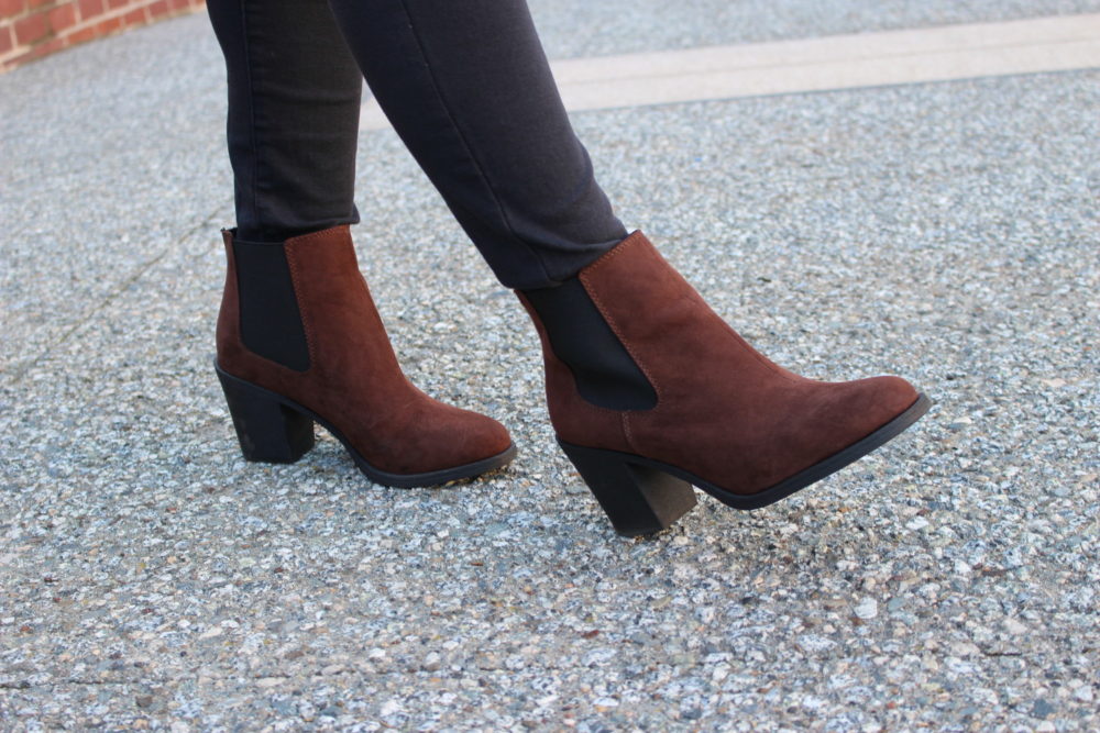 sf blogger - h&m faux suede booties