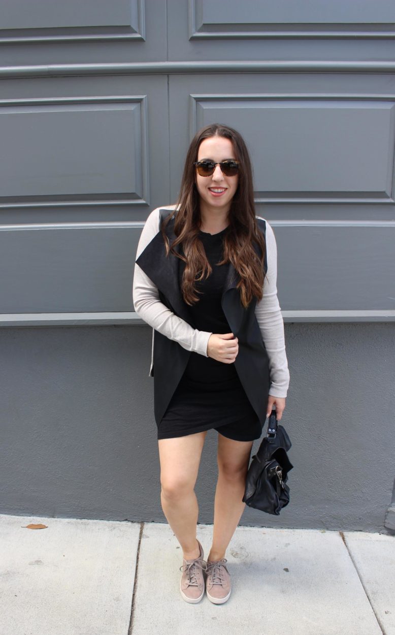 sf blogger in minimalist style wearing black zara cardigan