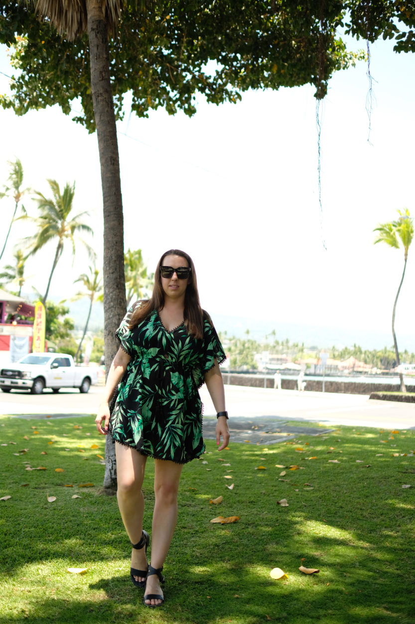 old navy palm print dress in kona, hawaii