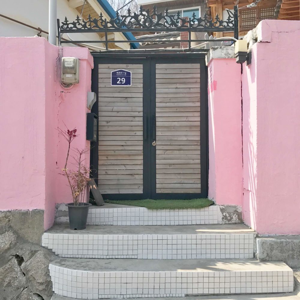 pastel pink house in bukchon hanok seoul