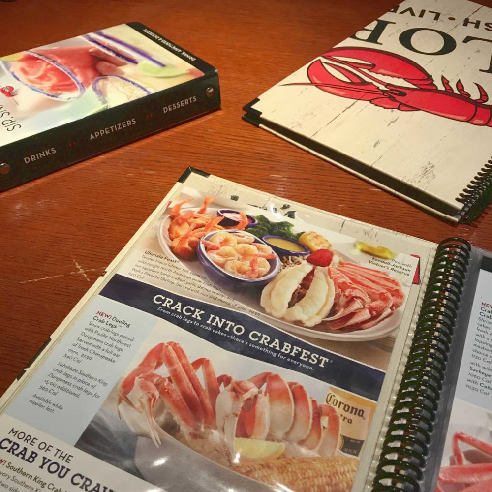 red lobster menu crab legs