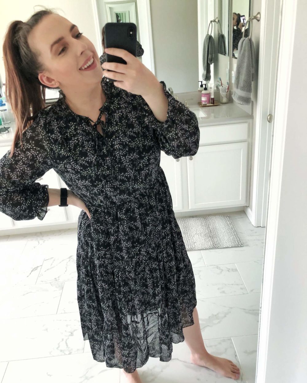 Cupshe Dress Try-On Haul - Floral High Neck Midi Dress