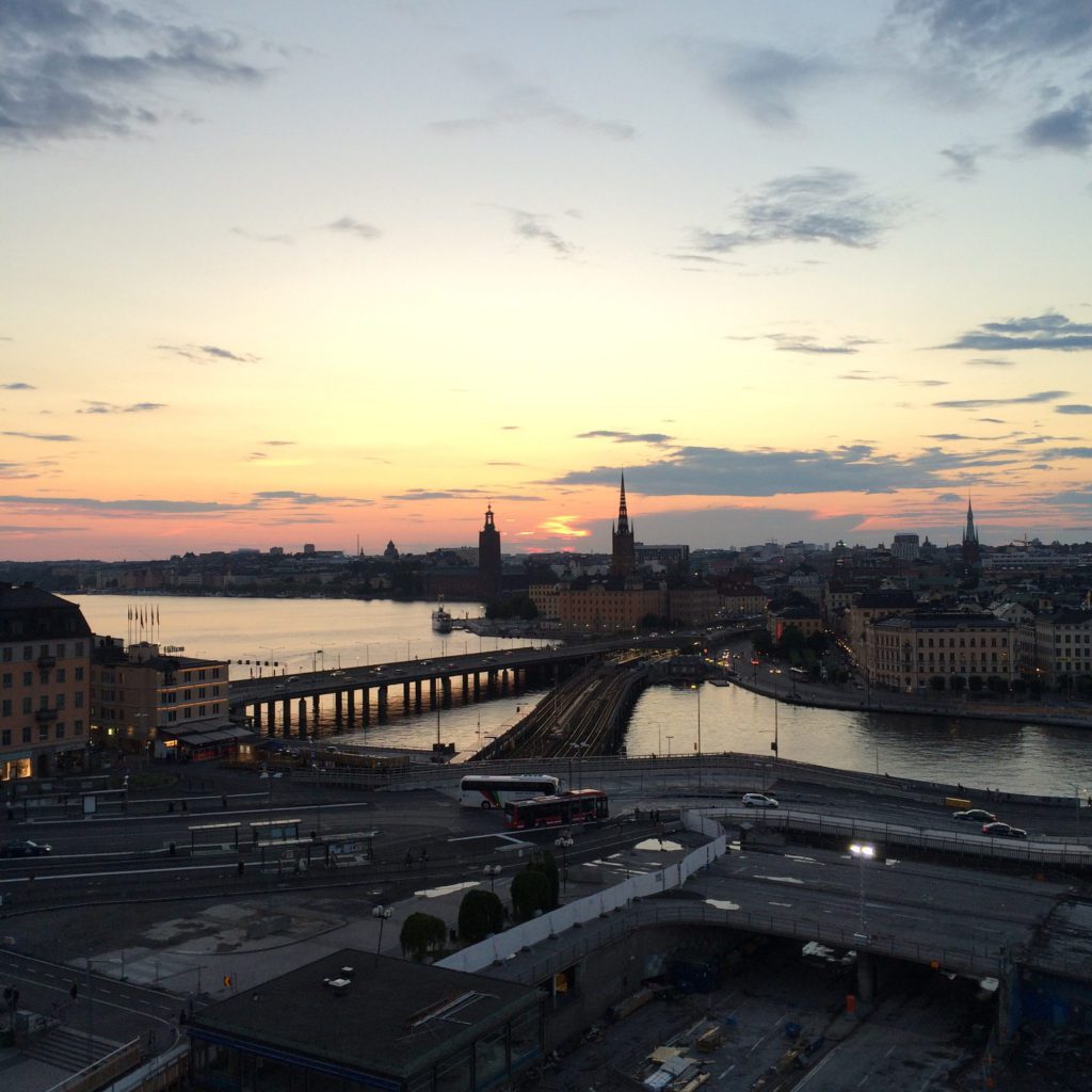 sunset skyline in stockholm, sweden